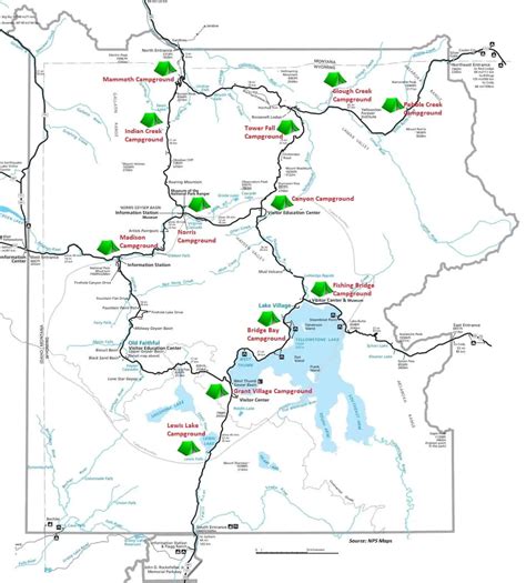 Map Of Campgrounds In Yellowstone
